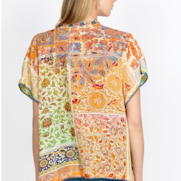 Johhny Was Women's Biya Prima Embroidered 100% Silk Blouse Size XS - Picture 3 of 4